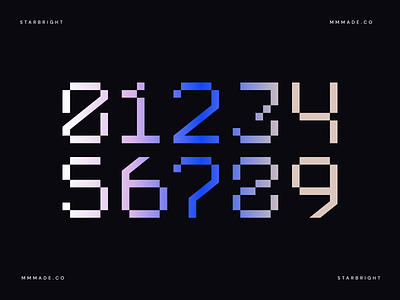 Digits design for Starbright website digits figures modern neon numbers pixel stats typeface typo typography