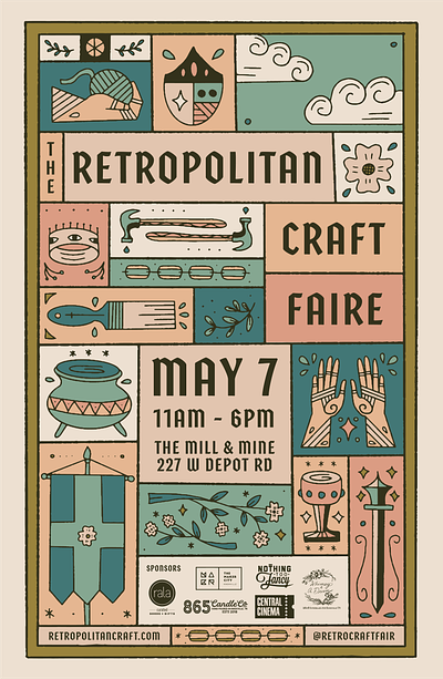 Retropolitan Craft Fair Spring 2023 Poster craft fair craft fair poster crafting event branding event poster graphic design illustration poster procreate ren faire