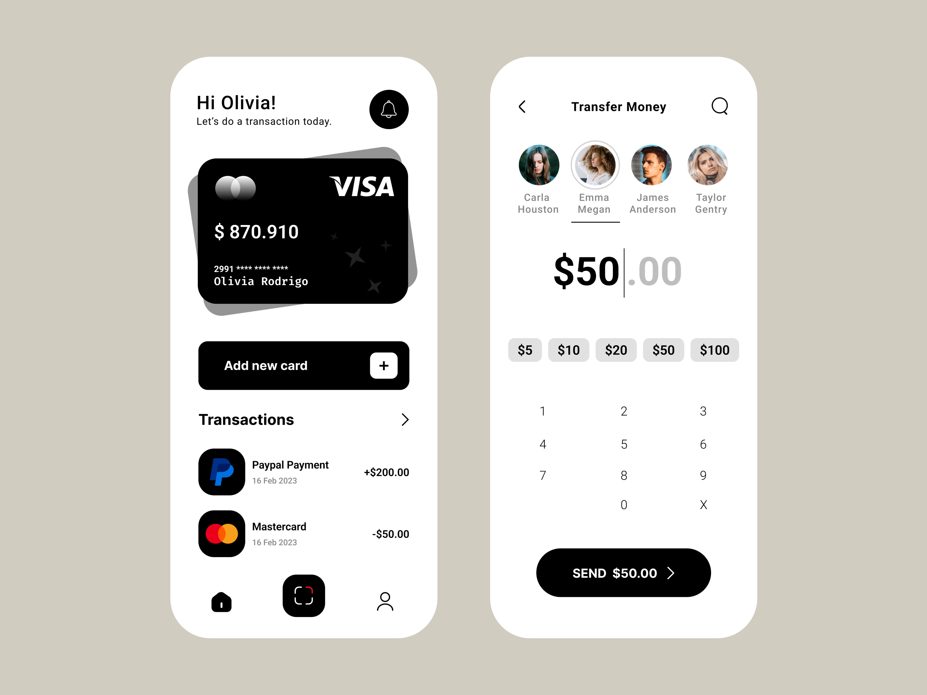 Banking Mobile App - Wallet animation app banking app branding design e banking app financial app graphic design illustration ios app payment app ui wallet wallet app