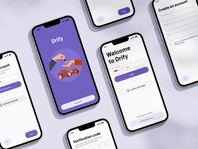 Drify - Rent A Car App application clean design drive figma mobile rent a car simple ui