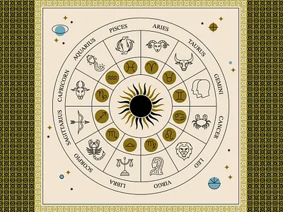 Zodiac Horoscope aquarius artdeco astrology calendar capricorn celestial design horoscope horoscope sign icon illustration line outline space stars sun taurus vector zodiac