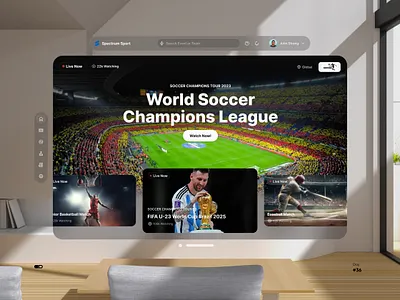 Spatial UI for an Immersive Sports Experience admindashboard app branding dashboard design football spatial ui graphic design illustration logo soccer ui spatial ui sports ui vector