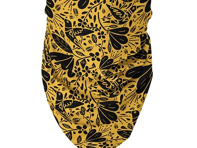 "Hummingbird Garden" Pattern on Pet Bandana by Julia Barry affinity affinity designer bandana beetle black and yellow cat design dog fabric design flowers hand drawn hummingbird illustration julia barry pattern pet procreate product design surface design vines