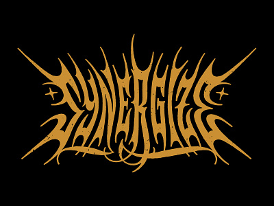IT'S TIME TO SYNERGIZE blackletter handlettering lettering metal metal logo synergize tech bro type