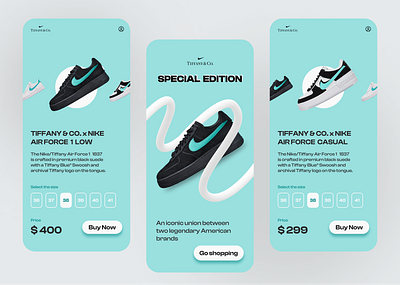 Tiffany & Nike Shoes Mobile App UI app design graphic design ui