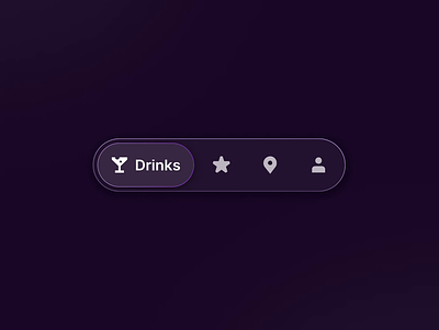 Mobile Navigation Animation accessiblity account animation cocktails design system drinks favorites menu mobile navigation nav navigation product design purple uxui