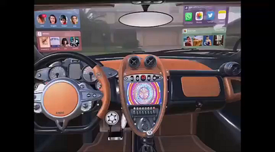 Computer components inside Car 3d animation app augmented rea design ui ux