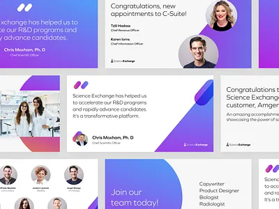 Science Exchange Social Templates anml banner design development digital design digital marketing figma gradient graphie linkedin post template rebrand research science science exchange social social media template typography