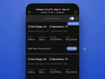 Logistics App Micro Interaction app clean courier dark mode dark ui delivery figma freight interaction logistics mico interaction mobile modern night mode product design prototype shipping transportation ui ux
