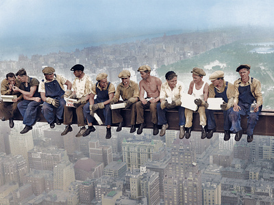 "Lunch atop a Skyscraper" (1932) america central park colorization colorize colorized photo digital art history manhattan new york photo restoration vintage