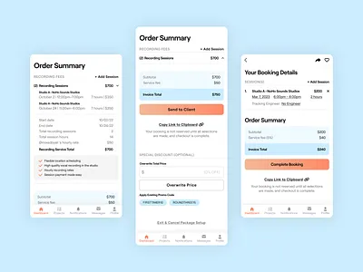 Order Summary & Booking Details | EngineEars agenda banking booking calendar cart checkout credit card mobile music order order details order summary pay payment responsive schedule ui ux wallet web