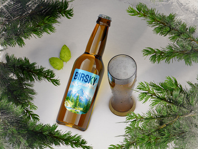 Birsky 3d ads advertising beer blender branding cgi design forrest glass graphic design icon illustration logo promotional render web winter