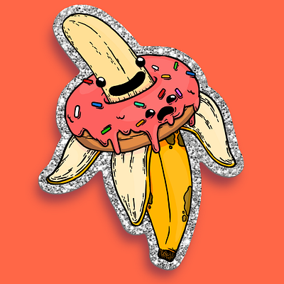 Bananut banana character illustration sticker