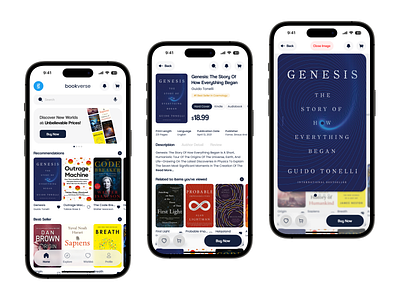 bookverse - Book Store Mobile Apps app book book mobile app book store bookverse mobile app navy ui