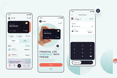 FinEase financial management mobile app case study app branding ui uiux ux design
