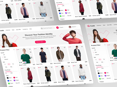 Freshh - Fashion Marketplace Dashboard apparel brand clothing website ecommerce fashion fashion marketplace light mode marketplace online store product design red shirt shopping ui ui design uiux