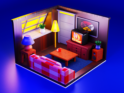 Living Room 3d animation blender branding design graphic design h illustration logo low poly motion graphics ui vector