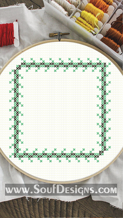 Green Border Embroidery Cross Stitch Pattern embroidery