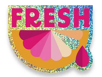Fresh Squeezed Glitter Sticker blood orange citrus retro vector