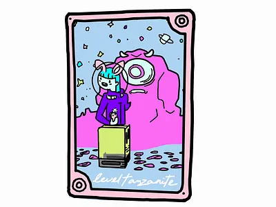 Space Girl Card graffiti style grease pencil illustration