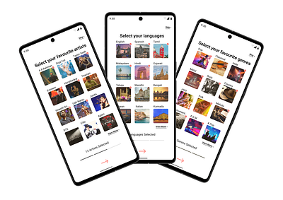 Music App - Android 'Set Pref' screen 3d android androidapp androiddesign app branding design designer figma illustration illustrator mobile mobileapp mockup music musicapp ui uiux ux uxui