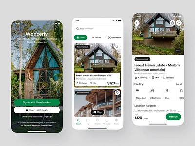 Wanderly - Travel Mobile App adventure app app design booking clean design destination hotel mobile mobile app mobile app design simple tourism travel travel agency travel app traveler traveling trip uiux
