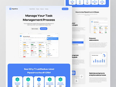 Pipedrive - Saas Landing Page clean crm crm website dashboard design financial landing page landingpage management saas saas landing page sales task task amanagement ui design web web design webdesign
