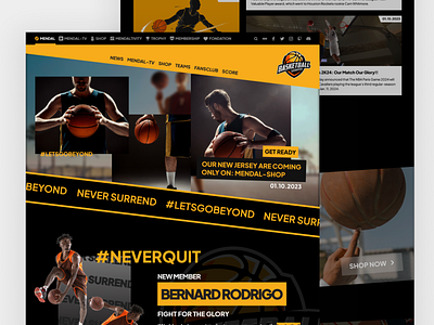 Mendal - Basketball Team Landing Page basket fans basket landing page basketball basketball new basketball players basketball team celtics design uiux lakers landing page landing page team landing page ui news uiux website website design website ui