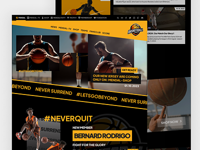 Mendal - Basketball Team Landing Page basket fans basket landing page basketball basketball new basketball players basketball team celtics design uiux lakers landing page landing page team landing page ui news uiux website website design website ui