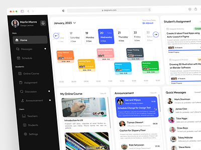 LMS Dashboard - Teacher Side clean dashboard design digital e learning education learning learning management system lecture lms online product design school sidebar ui uidesign ux design web app web design website design