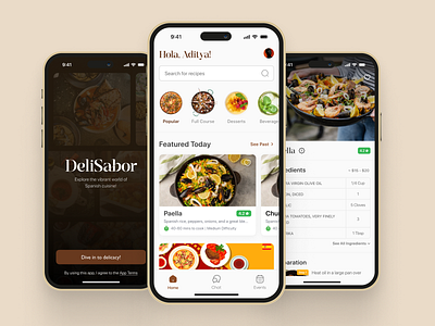 Spanish Cuisine App 🔊 app design typography ui ux