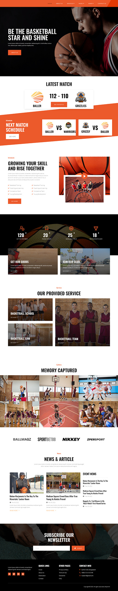 Basketball Team & Sports Club Website design elemetor landign page web design website wordpress wordpress website