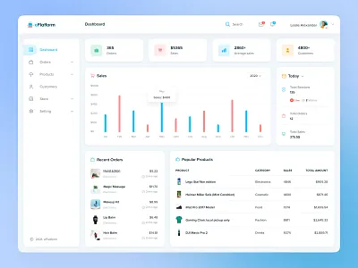 ePlatform - Ecommerce Platform Management Dashboard analytics chart customer dashboard design ecommerce ecommerce business ecommerce dashboard ecommerce platform ecommerce shop modern design online store order management product sales management shopping cart statistics store ui design uiux