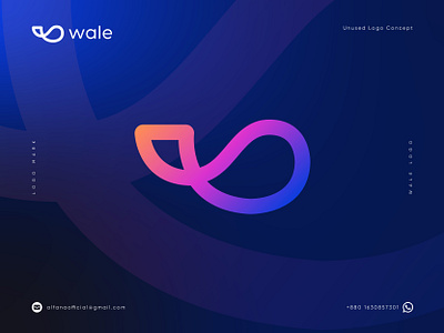 Wale - Logo Design Concept agency ai blockchain brand identity branding crypto digital fintech logo logo design logo identity marketing metaverse modern logo ocean startup token wale web3 whale