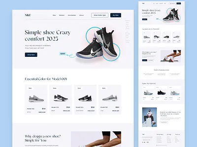 Nike Shoe Landing Page Design adidas athletic footwear clothing brand converse ecommerce fashion footwear kicks landing page minimal design mockup nike shoes online shop product shoes store sneakers typography ui ux web design