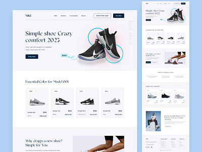 Nike Shoe Landing Page Design adidas athletic footwear clothing brand converse ecommerce fashion footwear kicks landing page minimal design mockup nike shoes online shop product shoes store sneakers typography ui ux web design