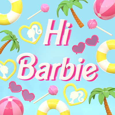 Hi Barbie 3d 3dart art barbie cinema4d design illustration typography