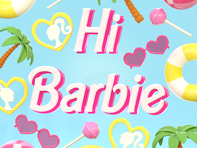 Hi Barbie 3d 3dart art barbie cinema4d design illustration typography