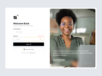 Select Success UI Login Screen app clean dashboard login dashboard signin design figma login login screen minimalistic design modern sign in screen ui ui app login screen uiux