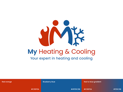 Heating-cooling logo blue logo branding cooling logo design graphic design heating cooling logo heating logo logo red blue bolo red logo stability strength trust ui vector