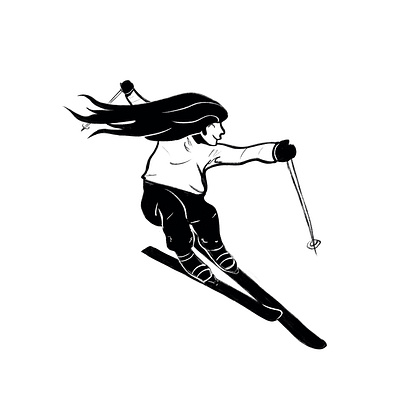 Skiing is Fun 2d active activity dynamic fitness illustration lineart minimalist simple illustration skiing sports winter