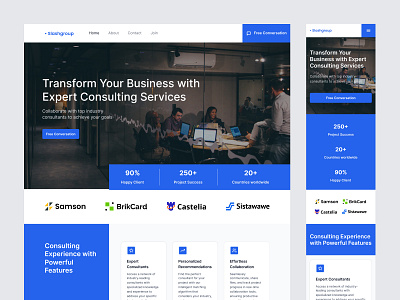 #Exploration - Home page - Consulting website blue consulting design hero section homepage website