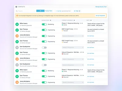 Warning message on table