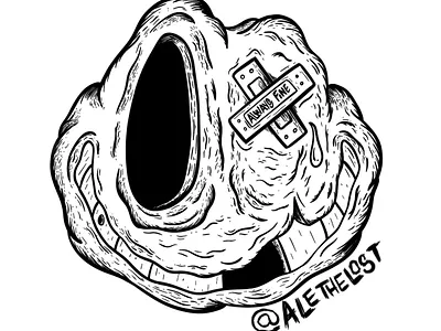 ALWAYS FINE! apparel design black and white dakr art digital art graphic design illustration procreate smile