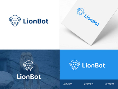 Lionbot logo design animal app apps logo bot branding design gradient logo graphic design illustration jungle king lion logo logo design nature ui