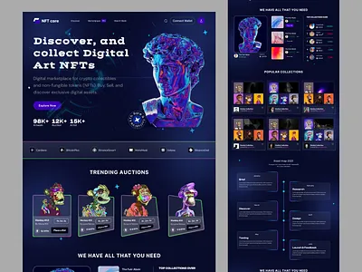 Super NFT marketplace Website UI/UX Design app app design cryptocurrency design landing page design landingpage design mobile mobile app nft nft design nft landingpage nft marketplace nft website nfts ui uiux ux webpage website design