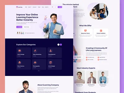 E-Learning Platform Web Design branding business business consulting design ecommerce graduation landing page teaching ui user interface web design