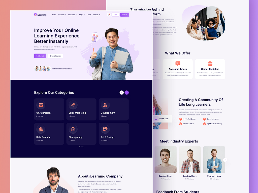 E-Learning Platform Web Design by Ui Barn for UiBarn Studio on Dribbble