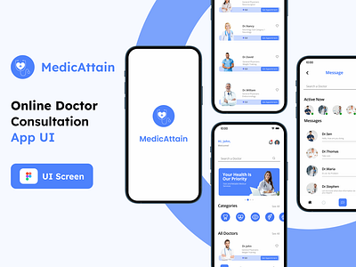 MedicAttain : Online Doctor Consultation App UI 3d app application appoiment behance branding doctor dribbble dribbbleui figma graphic design heth instagram logo medical ui uidesign uiux web webdesign