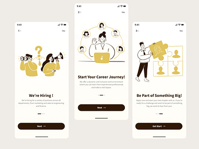 Hiring Management Splash Screens app branding career journey clean design details screen graphic design hiring management illustration management splash screen minimal design splash screen ui vector